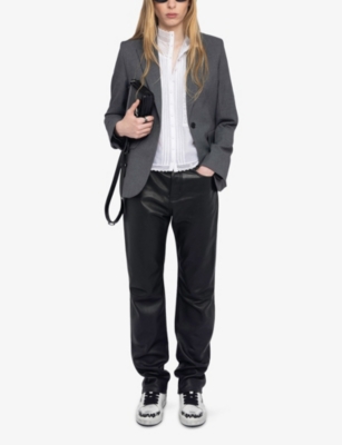 Zadig & Voltaire Womens Gris Chine Vavy Rhinestone-embellished Stretch-woven Blazer In Gray