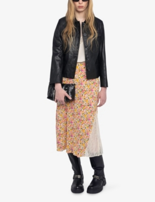 Zadig & Voltaire Womens Ecru Jayla Floral-print Woven Midi Skirt In Multi