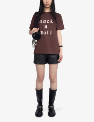 Zadig & Voltaire Edwin Rock N Roll Strass T-shirt In Burgundy