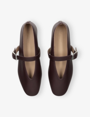 Le Monde Beryl Womens Wine Stella Single-strap Leather Ballet Flats Eur 40 / 7 Uk In Burgundy