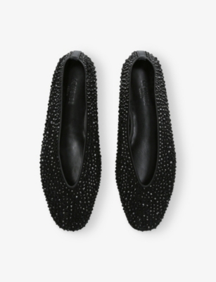 Le Monde Beryl Luna Crystal-embellished Ballet Flats In Black
