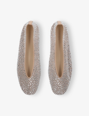 Le Monde Beryl Womens Taupe Comb Luna Rhinestone-embellished Mesh Ballet Flats Eur 38/5 Uk In Neutral