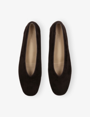 Le Monde Beryl Corduroy Regency Ballet Flats In Black