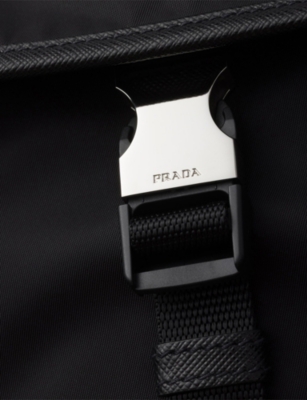 Prada Mens Black Re-nylon And Saffiano Leather Shoulder Bag In Black