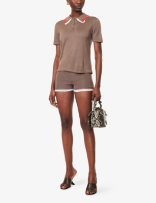 SIEDRES: Marthe Lace-Embroidery Knitted Shorts