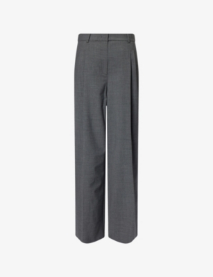 The Garment Womens Grey Melange Grand Wide-leg Stretch-woven Trousers In Gray