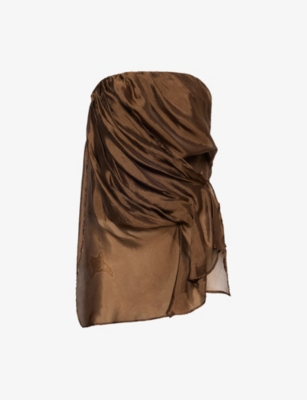 The Garment Womens Espresso Gilian Gathered Sheer Woven Bustier Top In Brown