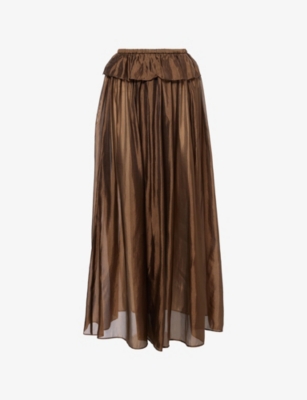 The Garment Womens Espresso Gilian Sheer Woven Maxi Skirt In Brown