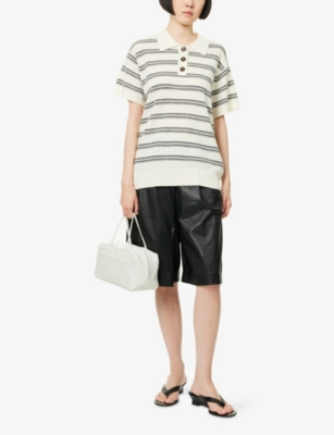 THE GARMENT: Striped Short-Sleeve Wool And Cashmere Polo Shirt
