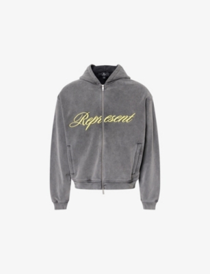 REPRESENT: Script Logo Zip-Up Cotton Hoody