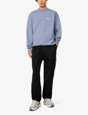 Represent Mens Standard Cargo Drawstring Stretch-cotton Trousers Black Xl In Black