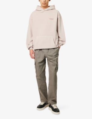Represent Mens Dark Taupe Logo-embroidered Stretch-cotton Cargo Trousers In Gray