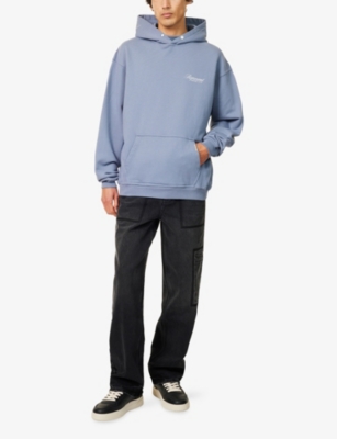 Represent Mens Owners Club Script Logo-print Cotton Hoody Dusty Blue