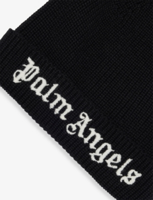 PALM ANGELS: Logo-Embroidered Ribbed Knitted Beanie 1-2 Years