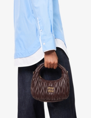 MIU MIU: Wander Leather Small Hobo Cross-Body Bag