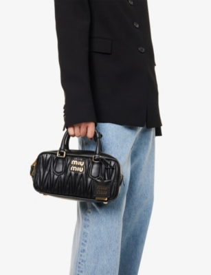 Miu Miu Womens Nero Arcadie Leather Top Handle Bag