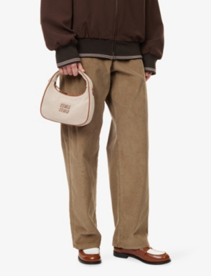 Miu Miu Womens Logo-embellished Canvas Shoulder Bag Naturale+brandy In Neutral