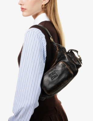 MIU MIU: Pocket Leather Top Handle Bag