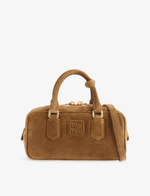 Miu Miu Womens Oliva Beau Small Suede Top Handle Bag In Green