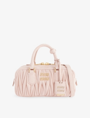Miu Miu Womens Pesco Arcadie Matelassé Suede Top Handle Bag In Pink