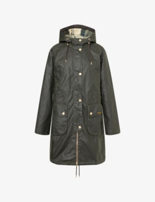 Barbour Womens Fern/ancient Tartan Marcy Hooded Waxed-cotton Parka