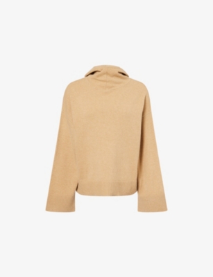Barbour Womens Military Brown Evette Logo-patch Wool Hoodie In Brown