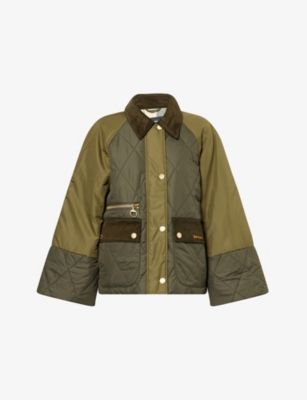 Barbour Milby Quilted Colour-block Jacket In Green