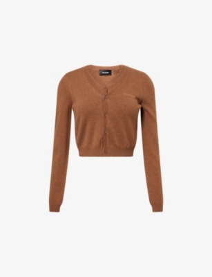 We11 Done Womens Double V-neck Wool Cardigan Camel In Brown