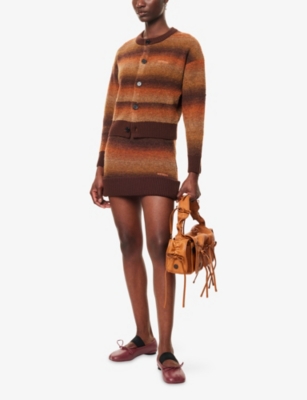 We11 Done Womens Gradient Bouclé Knitted Cardigan Brown In Brown