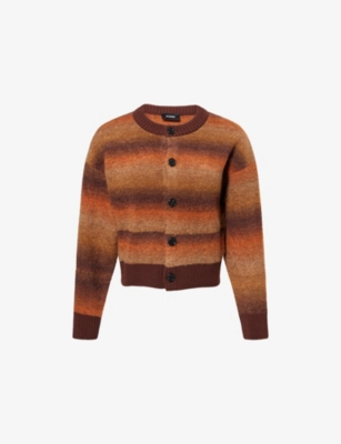 We11 Done Womens Gradient Bouclé Knitted Cardigan Brown In Brown
