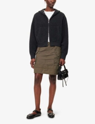 We11 Done Womens Relaxed-fit Embellished Wool And Cashmere Hoodie Charcoal In Gray