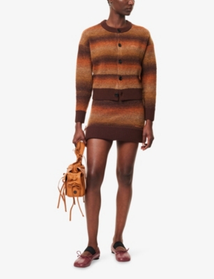 WE11DONE: Gradient Bouclé Knitted Mini Skirt