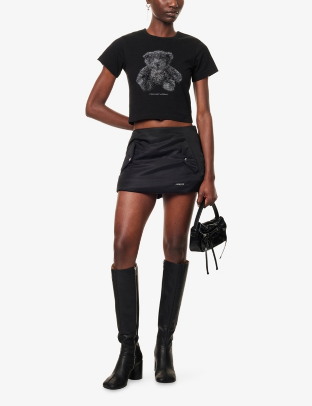 Padded Ruched Shell Mini Skirt