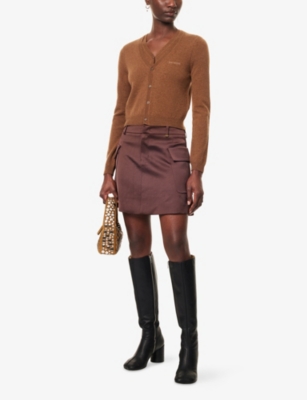 WE11DONE: Cargo Flared Woven Mini Skirt