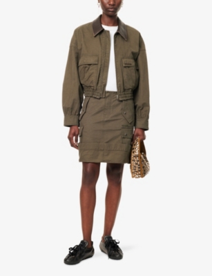 WE11DONE: Turn-Up Multi-Pockets Cotton-Poplin Mini Skirt