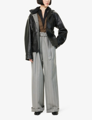 Maison Margiela Womens Black Belted Regular-fit Coated-cotton Jacket In Black