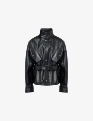 Maison Margiela Womens Black Belted Regular-fit Coated-cotton Jacket In Black