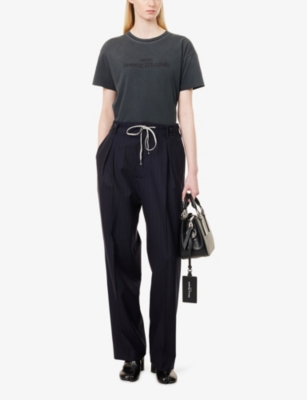 Maison Margiela Womens  Reverse-logo Round-neck Cotton-jersey T-shirt In Black