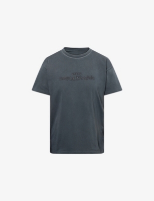 Maison Margiela Womens  Reverse-logo Round-neck Cotton-jersey T-shirt In Black