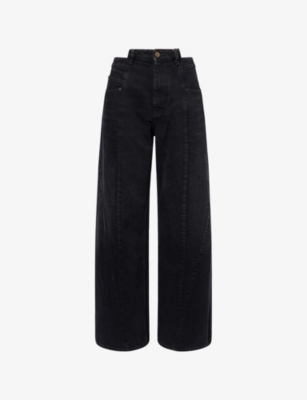 Maison Margiela Paneled High-rise Wide-leg Jeans In Black
