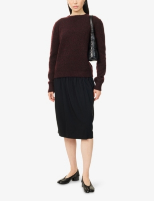MAISON MARGIELA: Satin-Waistband Regular-Fit Stretch-Woven Midi Skirt