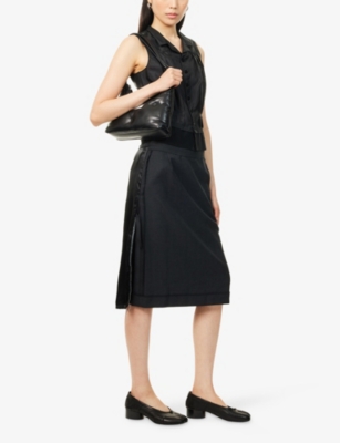 MAISON MARGIELA: Contrast-Satin High-Waist Woven Midi Skirt