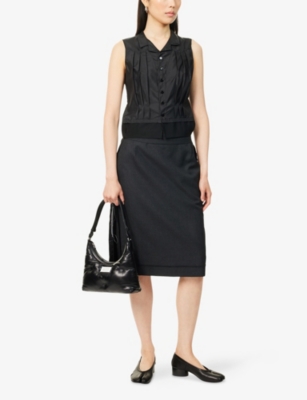 MAISON MARGIELA: Pleated Sleeveless Woven Top