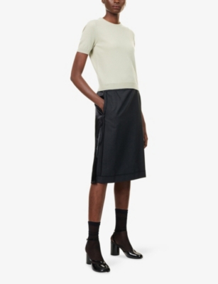 Maison Margiela Womens Green Crewneck Short-sleeve Virgin-wool Jumper Xs In Neutral