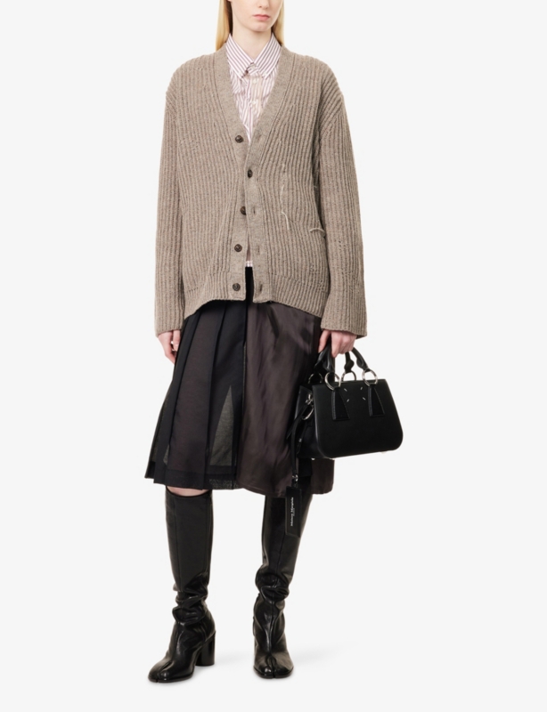 V-Neck Knitted Wool and Cotton-Blend Cardigan