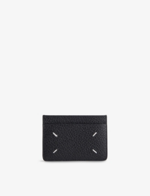 Maison Margiela Womens Black Four-stitch Slim Leather Card Holder In Black