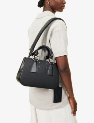 Maison Margiela Shoulder Bags With Metal Rings And Textured Finish In Black
