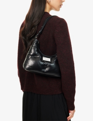 Maison Margiela Black Nappa Leather Small Glam Slam Hobo Shoulder Bag In Black
