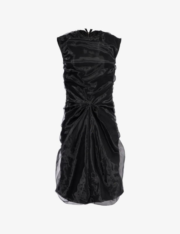 Sleeveless Gathered Organza Midi Dress