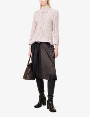 MAISON MARGIELA: Stripe-Print Layered-Tulle Cotton Shirt